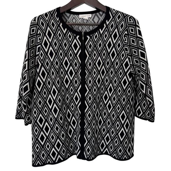Coldwater Creek Wool Blend Black and White Zip Front Sweater Size 1X - Picture 2 of 6
